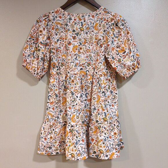 Old Navy Girls M 8 Floral Puff Sleeve Tiered Swing Dress Bohemian Fall Peasant - Picture 5 of 9